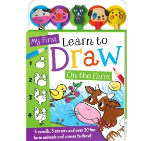 5 Pencil and Eraser Set: My First Learn To Draw On The Farm