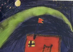 Aurora over the Red shed at Mawson PRINT Alison Lester