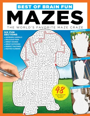 Brain Fun - Mazes: 48 Puzzles For All Skill Levels, Six Sections: Colorful Creatures, Tasty Treats, Soothing Sights, Cruise Control, Great Escapes, Magic Media