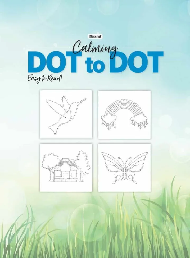 Calming Dot to Dot - Over 8,000 Dots, From Easy To Advanced, Adorable Animals, Spring Flowers, Peaceful Places, Rainbows, Butterflies, Birds, Adult Coloring Book, Unwind, De-Stress, Connect & Color!