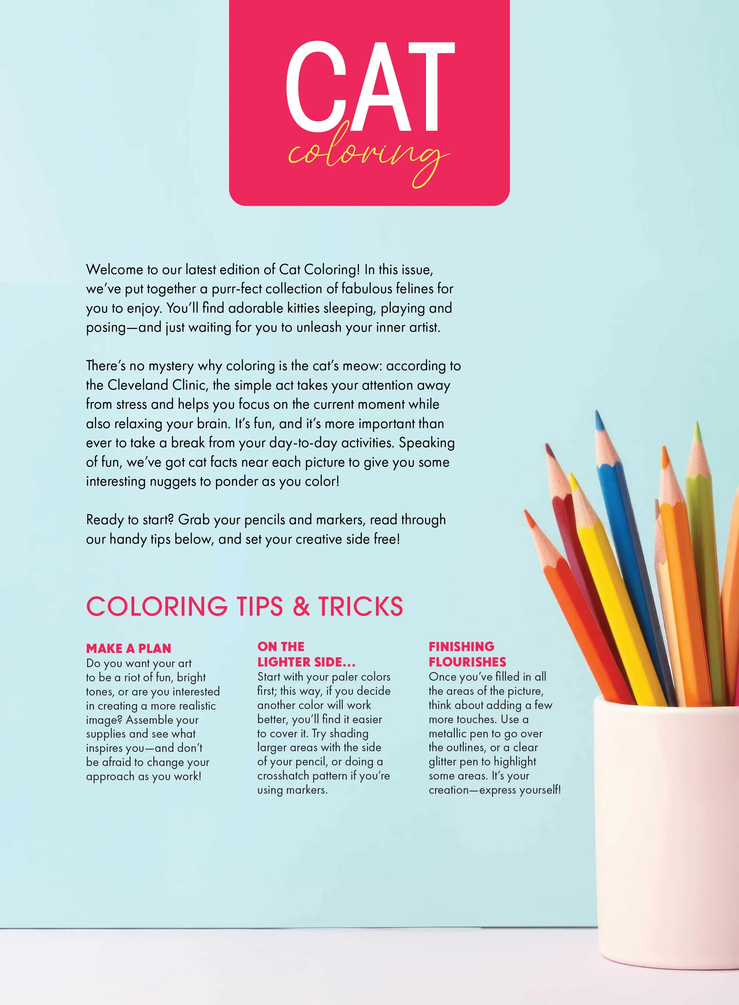 Cat Coloring - 32 Adorable Designs, Adult Coloring Book, Kittens Sleeping, Playing & Posing, Relax Your Brain, De-Stress, Unwind, Unplug, Self-Care, Embrace Creativity, Boost Focus & Feline Fun!