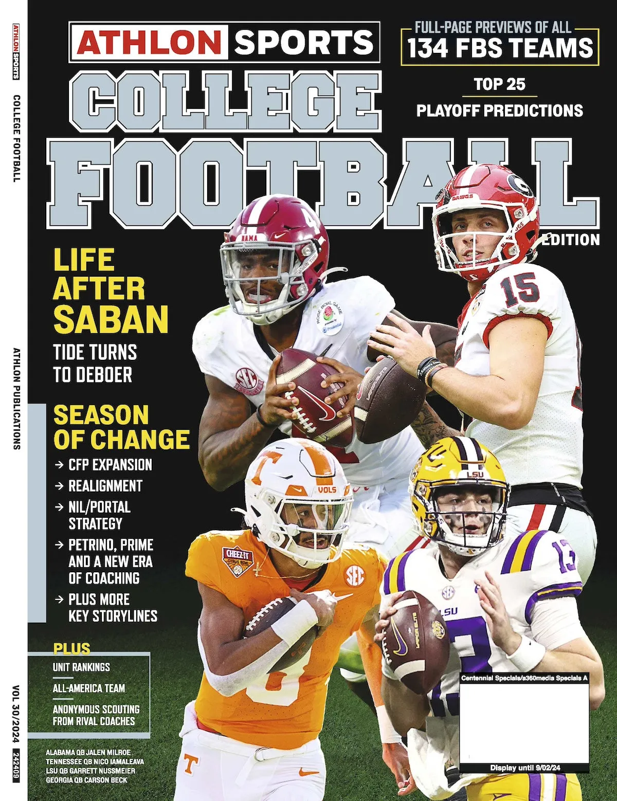 College Football Preview - Athlon Sports 2024: 134 FBS Teams Previews, Life After Saban, Top 25 Playoff Predictions, CFP Expansion, Realignment, NIL/Portal Strategy, Key Storylines, Unit Rankings & More!