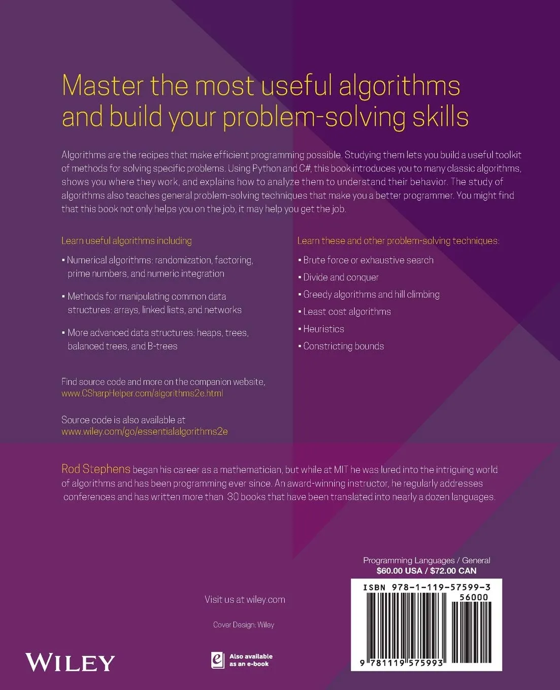 Essential Algorithms A Practical Approach to Computer Algorithms Using Python and C#
