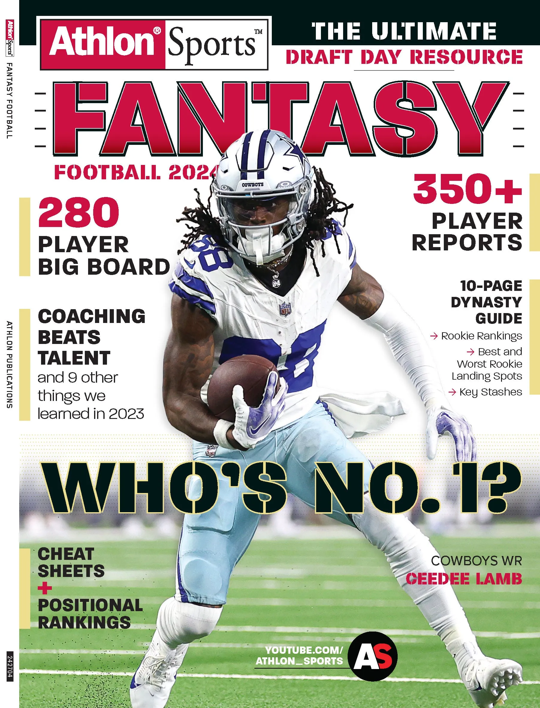 Fantasy Football 2024 - Athlon Sports: 350  Player Reports, 280 Player Big Board, 10-Page Dynasty Guide, Cheat Sheets, Positional Rankings, Coaching Beats Talent, Rookies, Key Stashes & Who's No. 1?