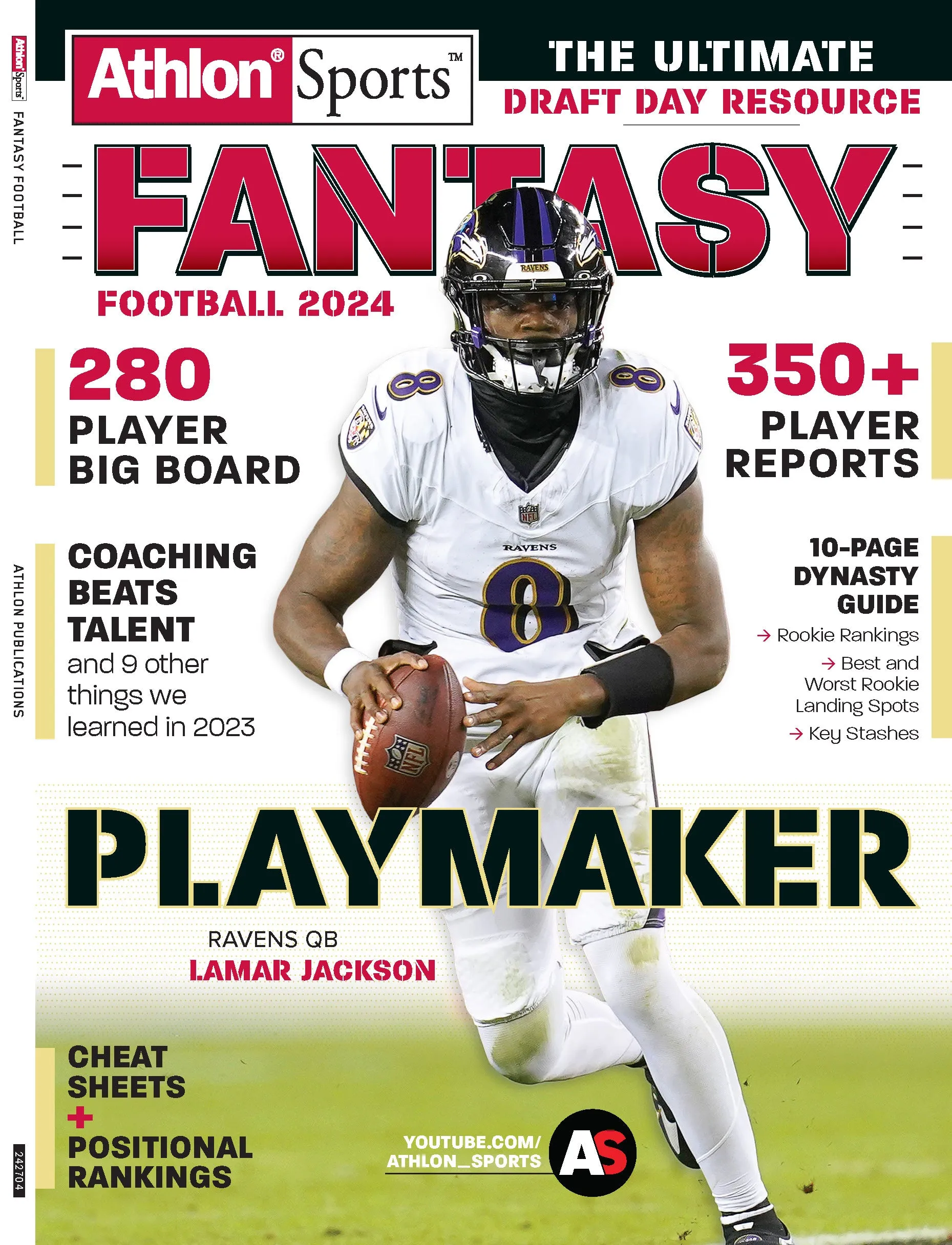 Fantasy Football 2024 - Athlon Sports: 350  Player Reports, 280 Player Big Board, 10-Page Dynasty Guide, Cheat Sheets, Positional Rankings, Coaching Beats Talent, Rookies, Key Stashes & Who's No. 1?