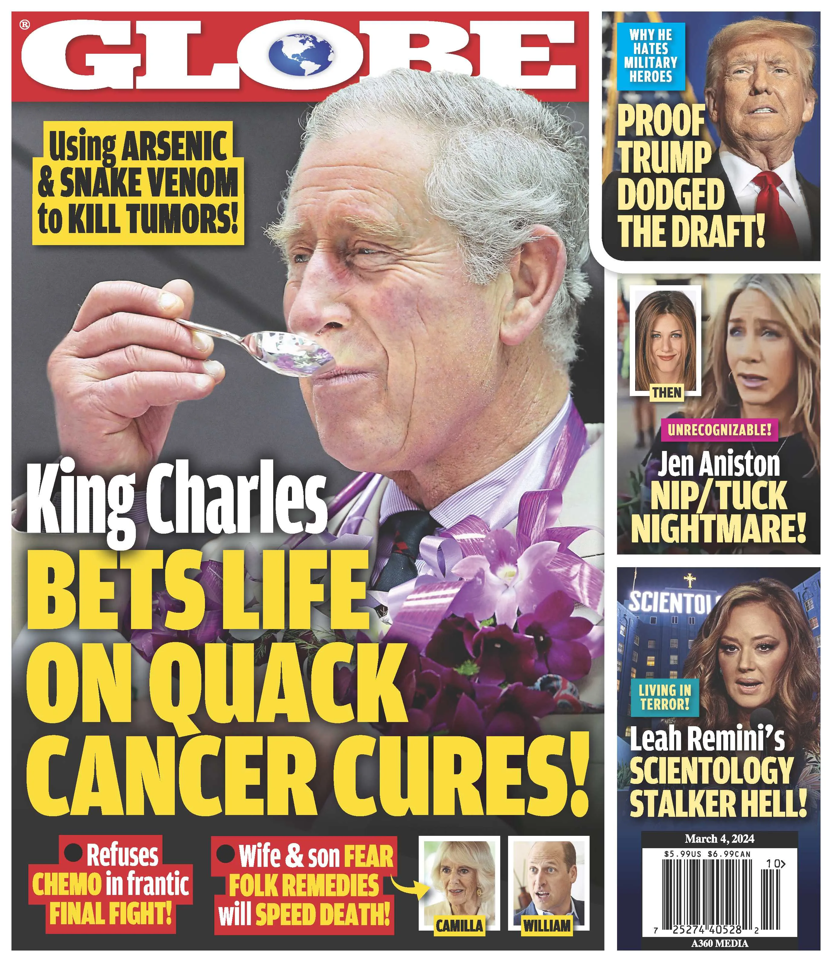 Globe - 03.04.24 King Charles Bets Life on Quack Cancer Cures