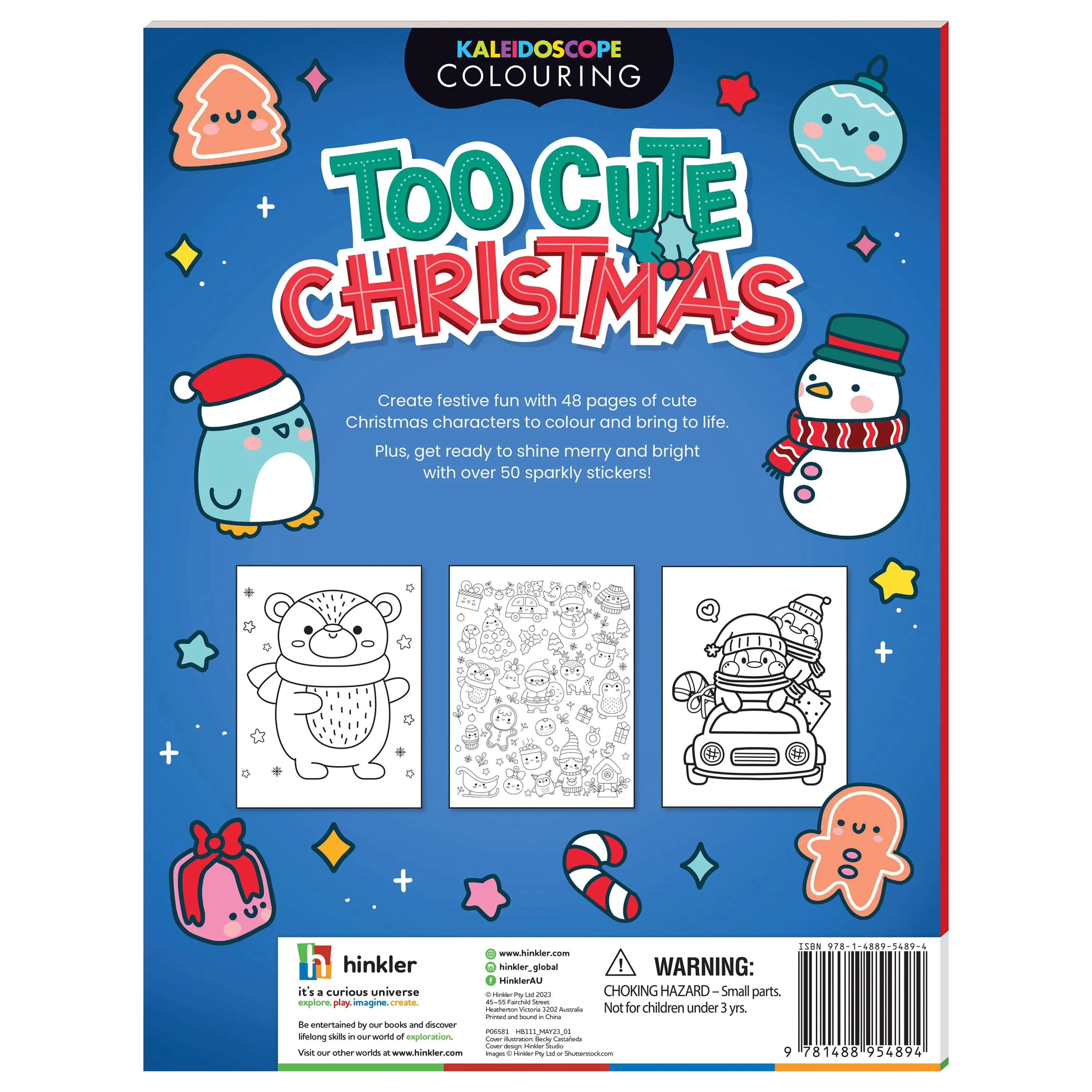 Kaleidoscope Colouring and Sticker Book: Too Cute Christmas