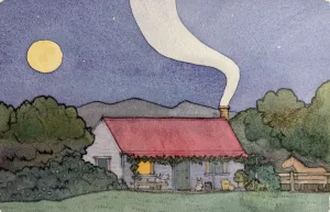 Kissed by the Moon cottage PRINT Alison Lester
