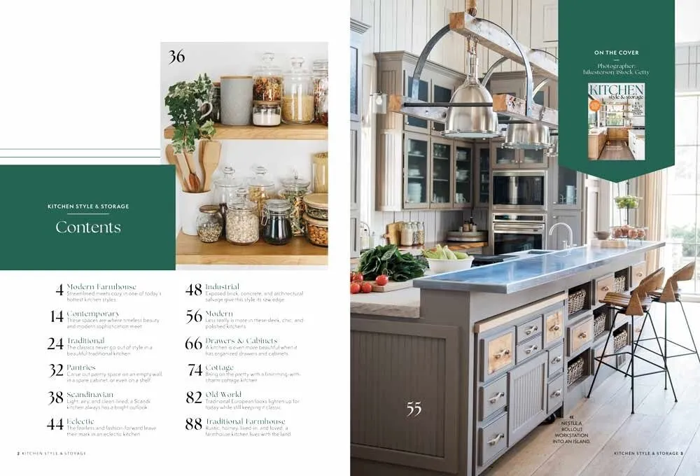 Kitchen Style & Storage - 101 Ideas, Get Organized, Cabinet & Drawer Solutions, Declutter, Carve Out Pantry Space, Floating Shelves, Style Points, Farmhouse, Traditional, Modern, Industrial & More!