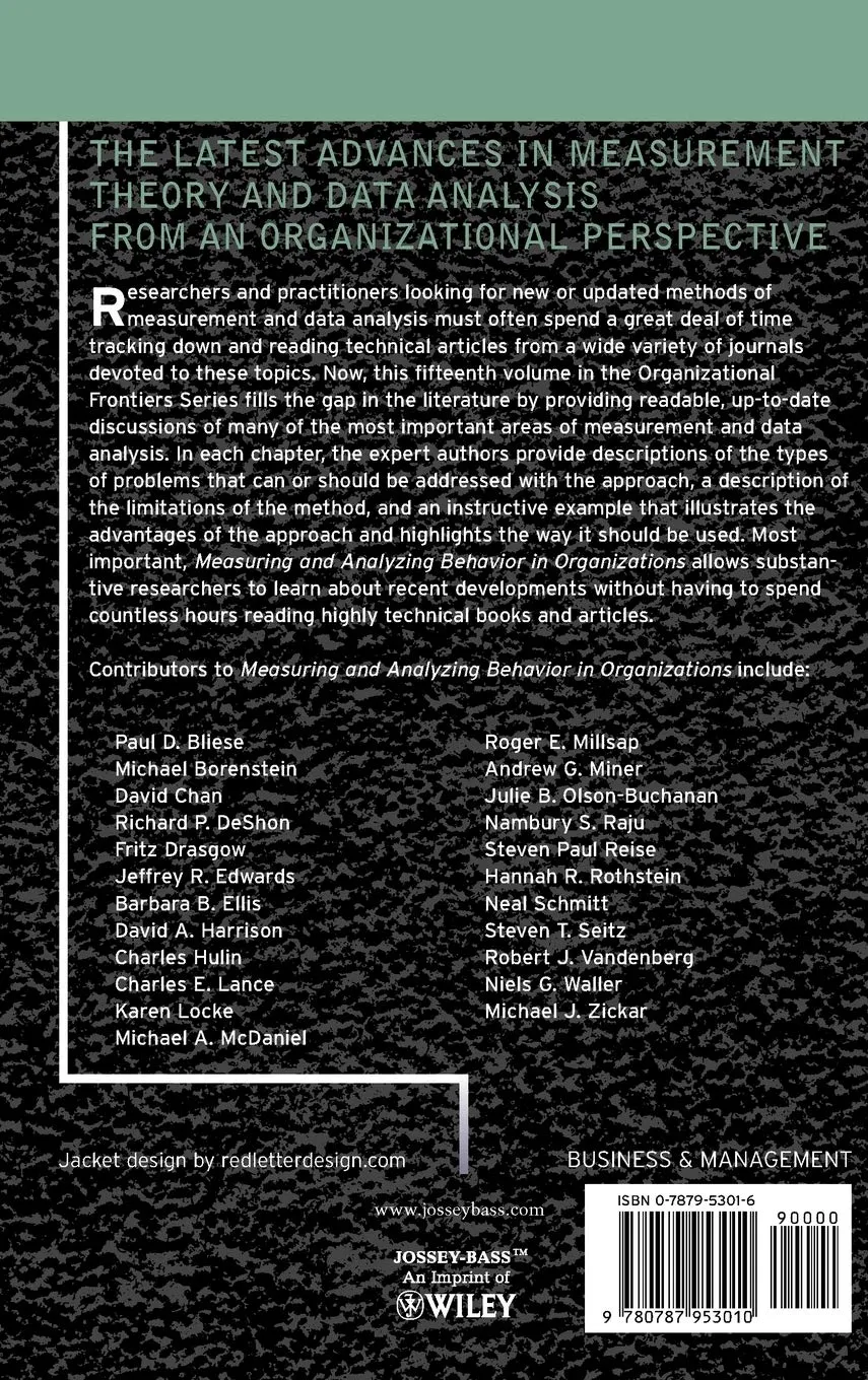 Measuring and Analyzing Behavior in Organizations Advances in Measurement and Data Analysis