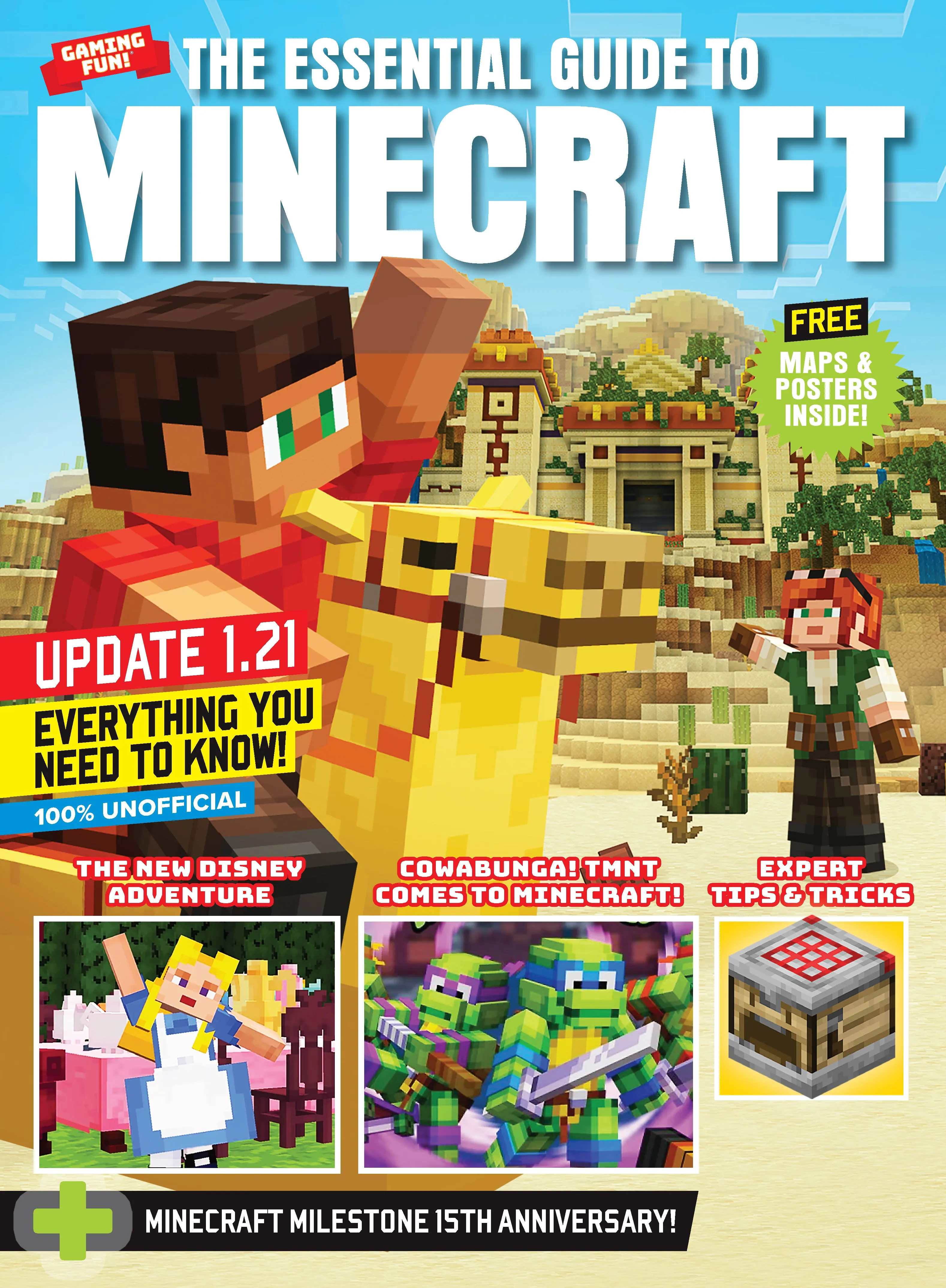 Minecraft - Essential Guide: Expert Tips & Tricks, Update 1.21, Block Building, Disney Adventure, Star Wars: Path Of The Jedi, Teenage Mutant Ninja Turtles, Legends, Dungeons, Mob, Free Maps & Poster!