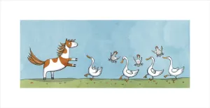 Noni kicks up her heels with the hens and the ducks PRINT Alison Lester