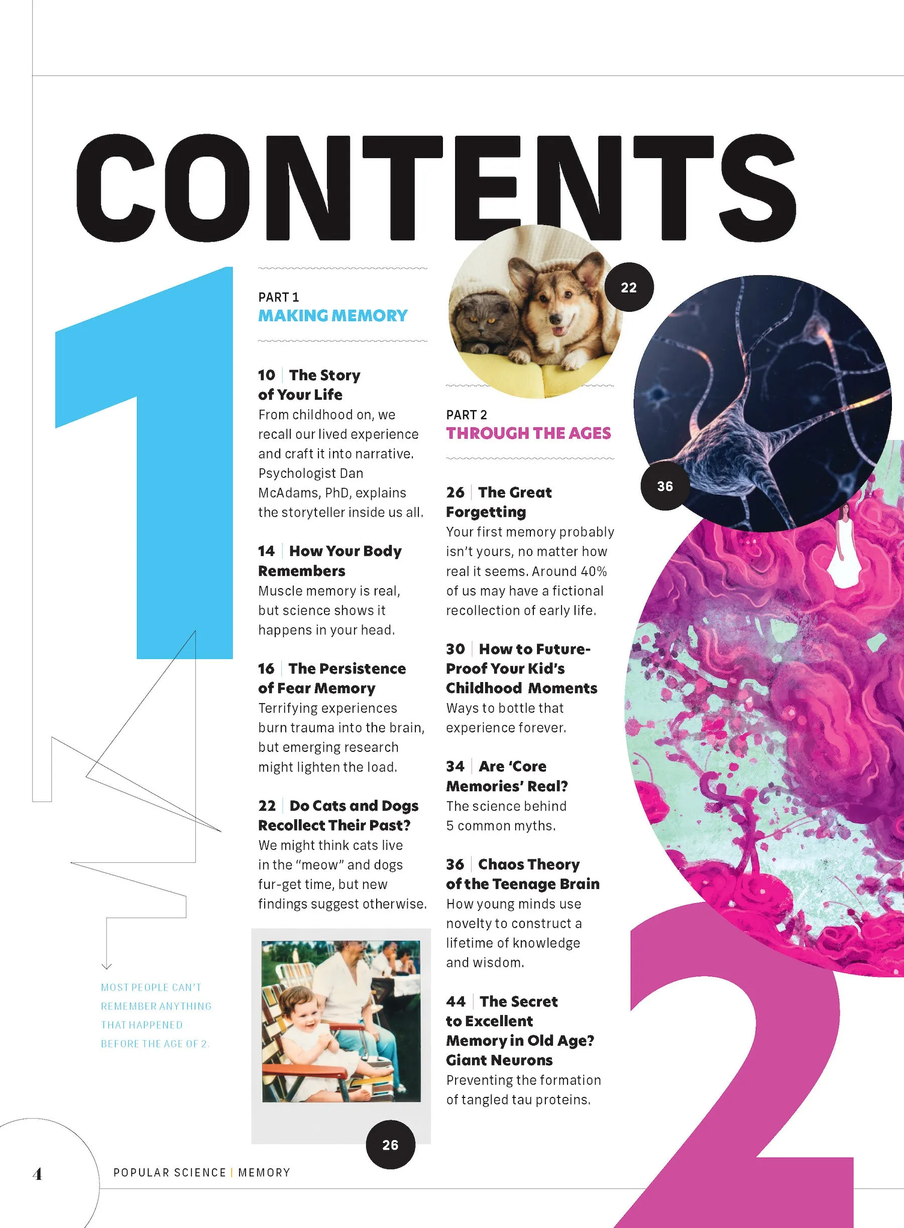 Popular Science - Memory, The Science Behind How We Remember: Cognitive Skills, Neurons, Brain Smog, Core Memories, Myths, Trauma, Stress, Loci Method, How To Slow Decline, New Technologies & Pets!