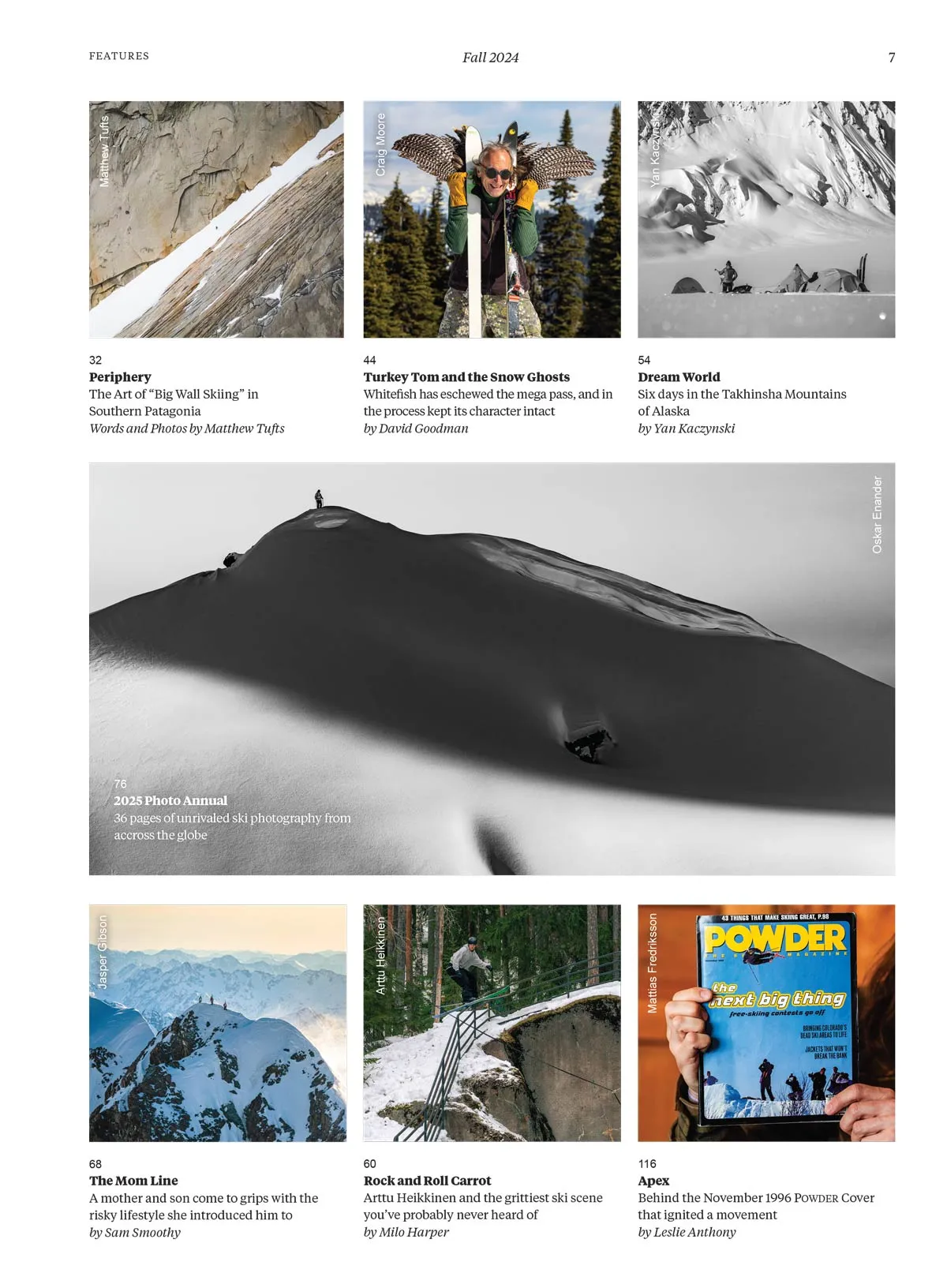 Powder: The Skier's Magazine - 2025 Photo Annual: Big Wall Skiing In Patagonia, Stunning Visuals & Epic Stories, Gritty Scenes & Inspiring Adventures From Whitefish To Alaskas Takhinsha Mountains!