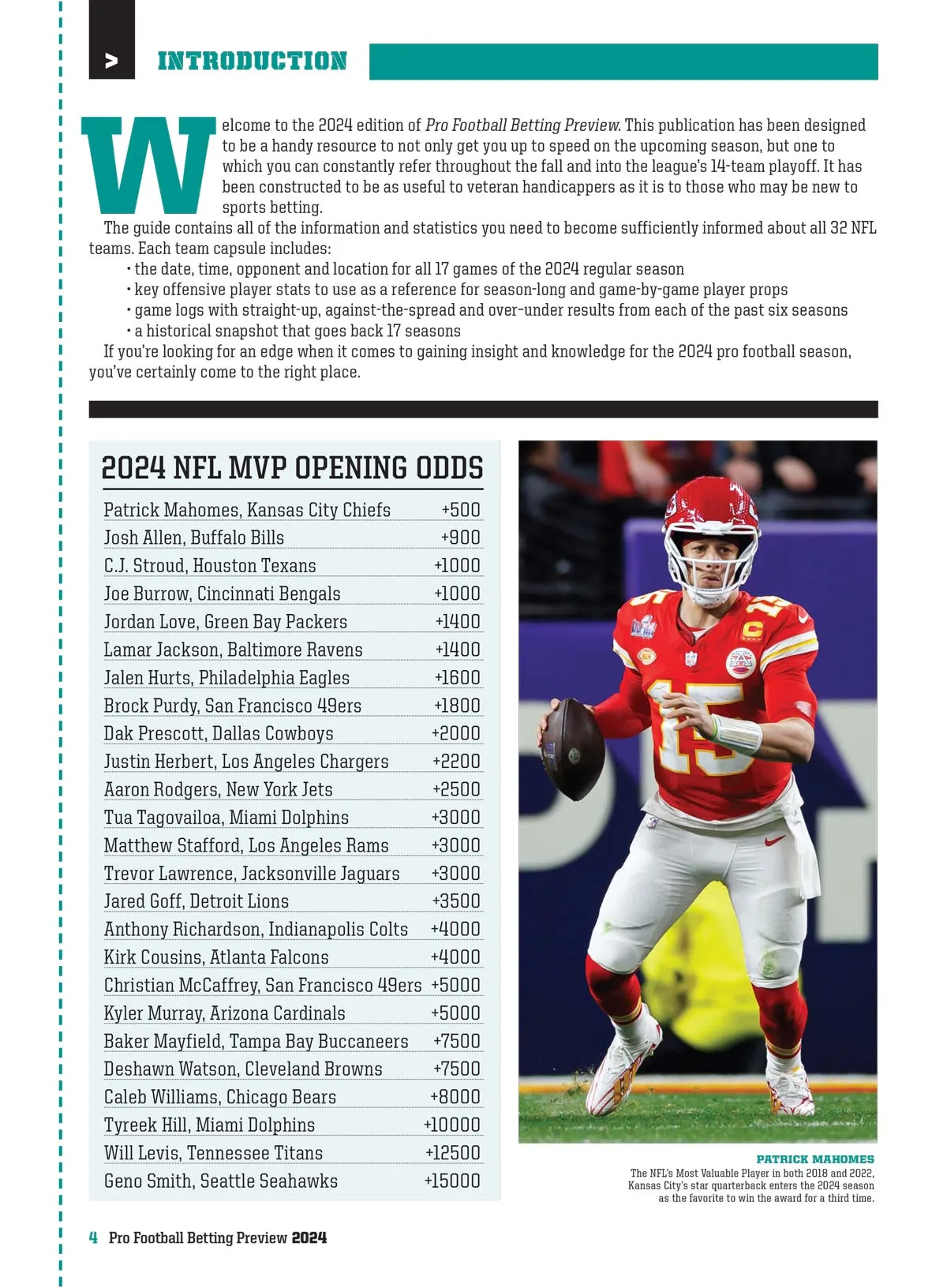 Pro Football Betting Preview 2024 - All 32 NFL Teams, Team Capsules, Odds To Win, Super Bowl LIX, Stats, Key Players, Game Logs, Over-Under, Straight-Up & Against The Spread Results & Resource Guide!