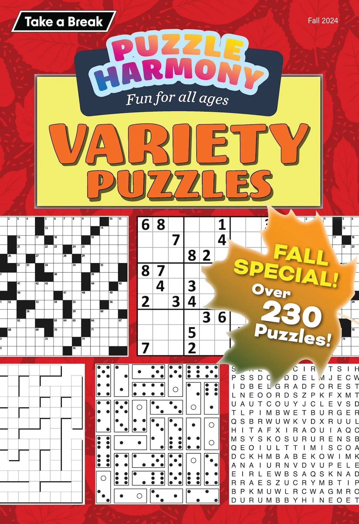 Puzzle Harmony - Variety Puzzles 244113 Fall Special!: 230  Puzzles, Sudoku, Crossword, Dominoes, Word Search, Fun For All Ages, Brain Challenges, Relax, Unwind, Unplug, Recharge, De-Stress & More!