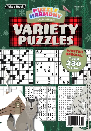 Puzzle Harmony - Variety Puzzles Winter Special: 230  Puzzles, Holiday Themed Full-Sized Book, All Ages, Crossword, Sudoku, Dominoes, Word Search, Relax, Unwind, Unplug, De-Stress, Sit Back & Solve!