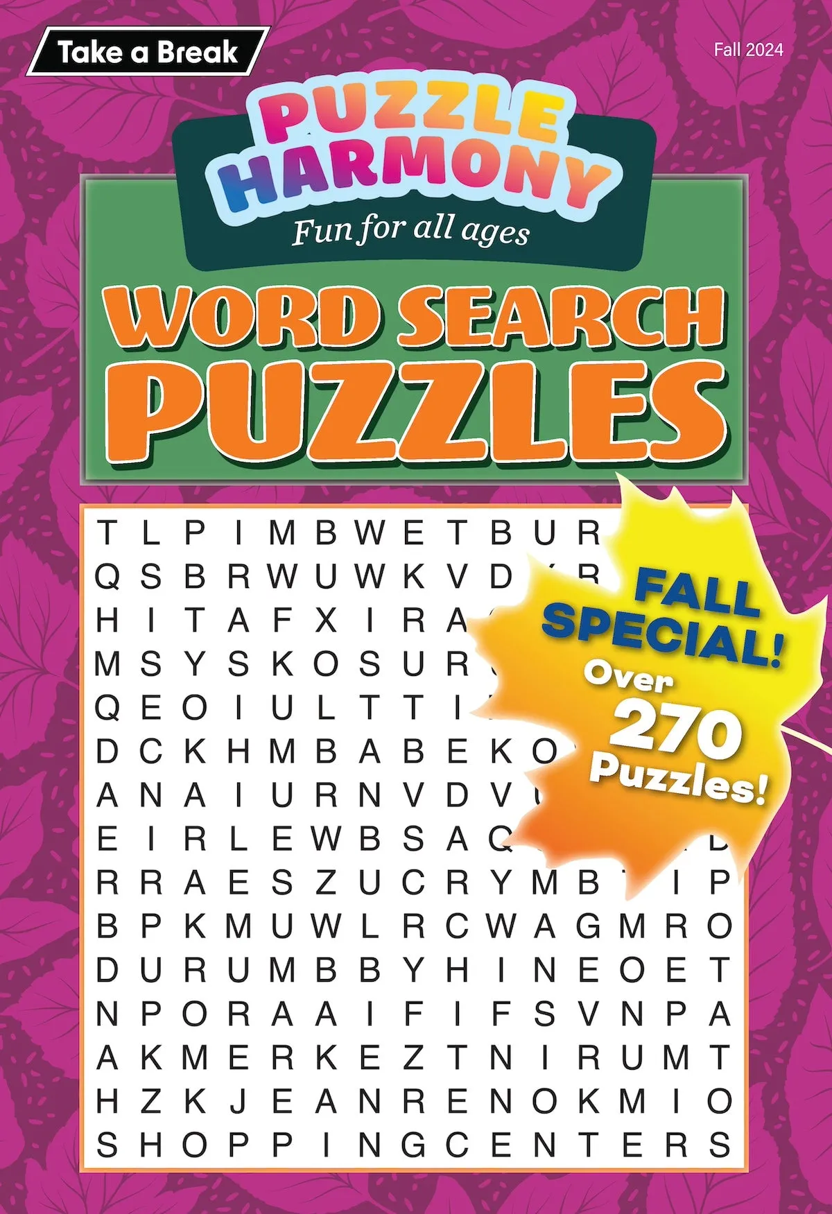 Puzzle Harmony - Word Search Fall Special: 270  Puzzles, Activity Book, Fun For All Ages, Brain Challenges, Relax, Unwind, Unplug, De-Stress, Recharge, Reduce Anxiety, Take A Break & Solve!