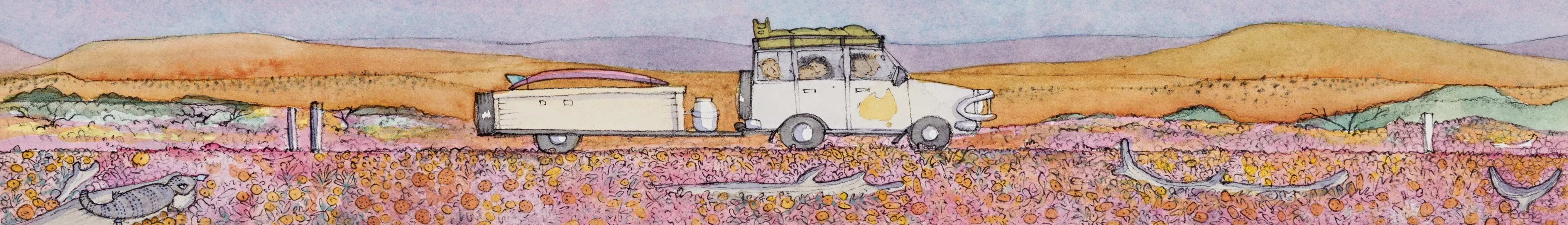 "...a pink tapestry of wildflowers..." PRINT Alison Lester