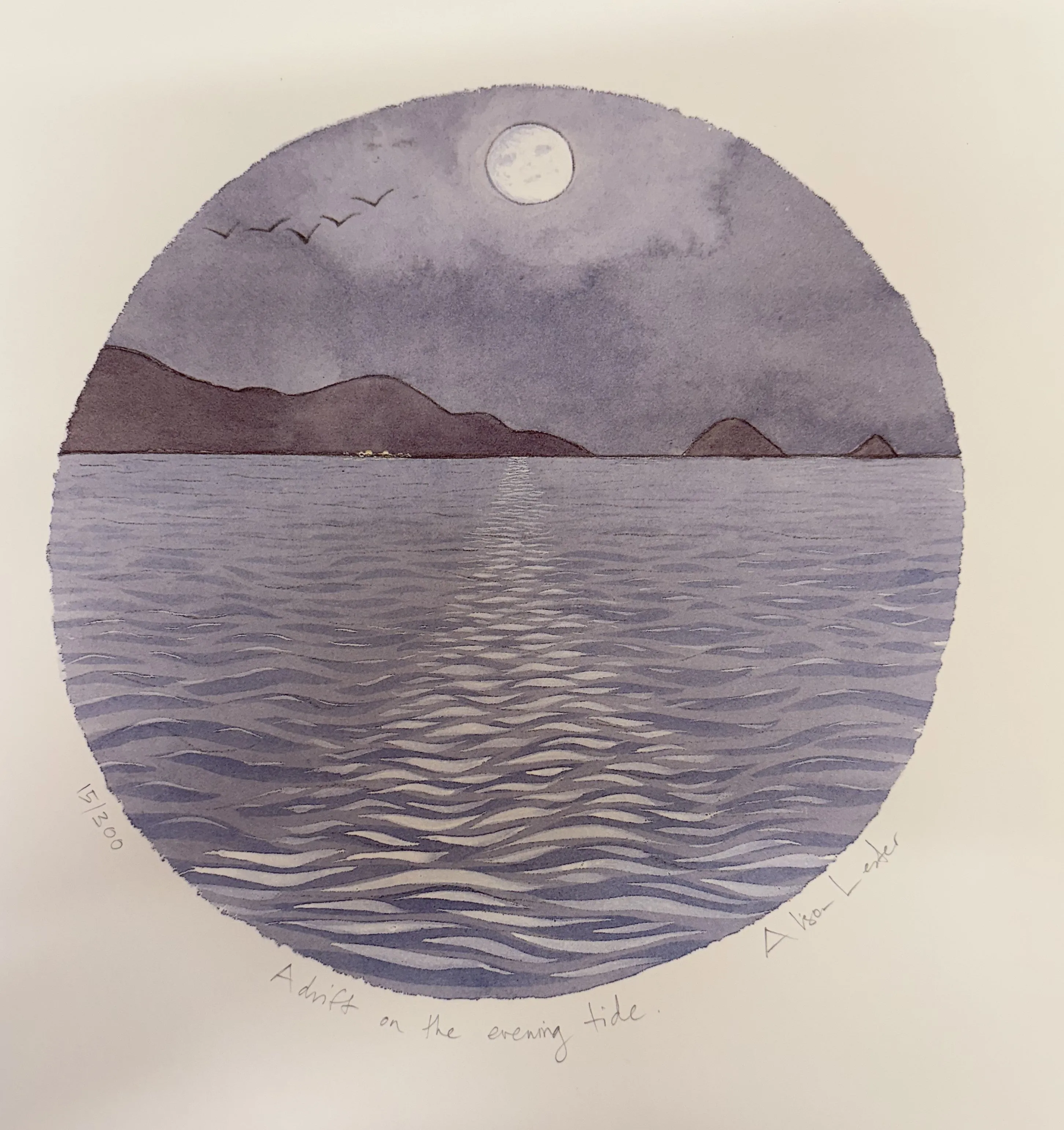 "...adrift on the evening tide..." Small PRINT Alison Lester