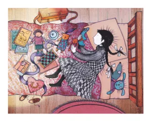 "...she picked up the little blue horse..." PRINT Alison Lester