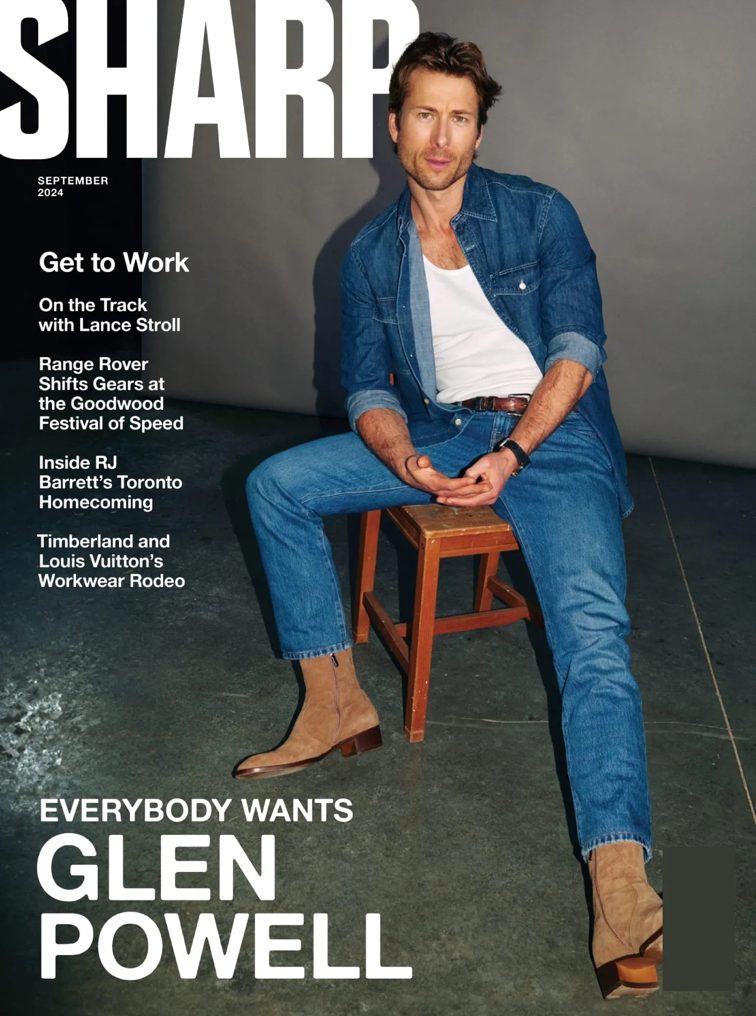 Sharp Magazine - September 2024: Breakout Star Of Twisters & Hit Man Glen Powell Talks Rise To The Top, On The Track With Lance Stroll, Range Rover Shifts Gears, RJ Barrett's Toronto Homecoming & More