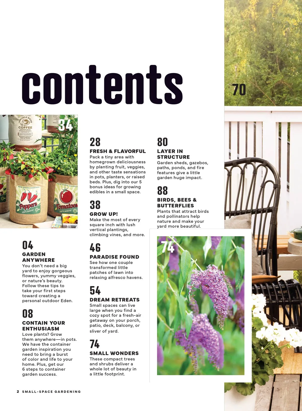 Small Space Gardening -  Big Ideas, Make The Most Of Every Square Inch, Grow Your Own Veggies & Save, Dream Retreats, Create A Haven On Your Deck Patio, Porch Or Backyard, Container Success & More!