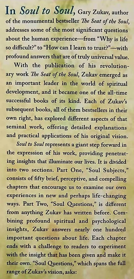 SOUL TO SOUL - Gary Zukav