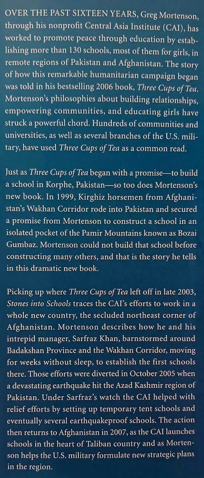 STONES INTO SCHOOLS - Greg Mortenson