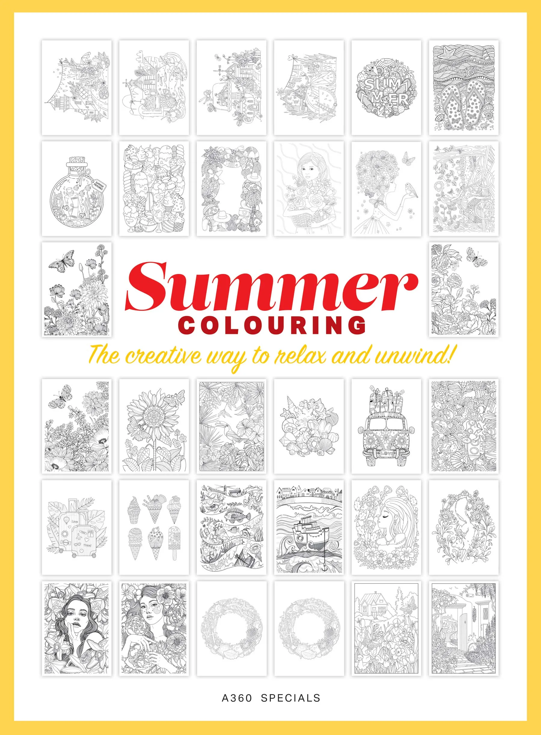 Summer Coloring - 32 Beautiful Designs, Adult Coloring Book, Flowers, Travel, Ocean, Seashells, Ice Cream, Boats, Butterflies, Gardens, Relax, Unwind, Vacation Activity, De-Stress, Unplug & Create!
