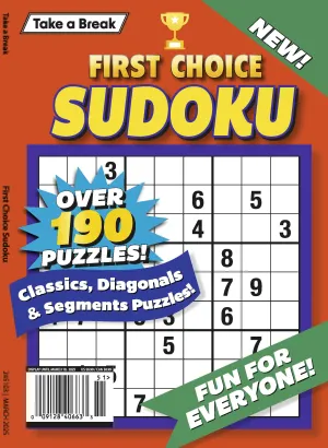 Take a Break- First Choice Sudoku 24.12.06: Large Print, Over 109 Classic, Diagonal, Segment Puzzles, Fun For Everyone, Solve, Relax, Unplug & More!