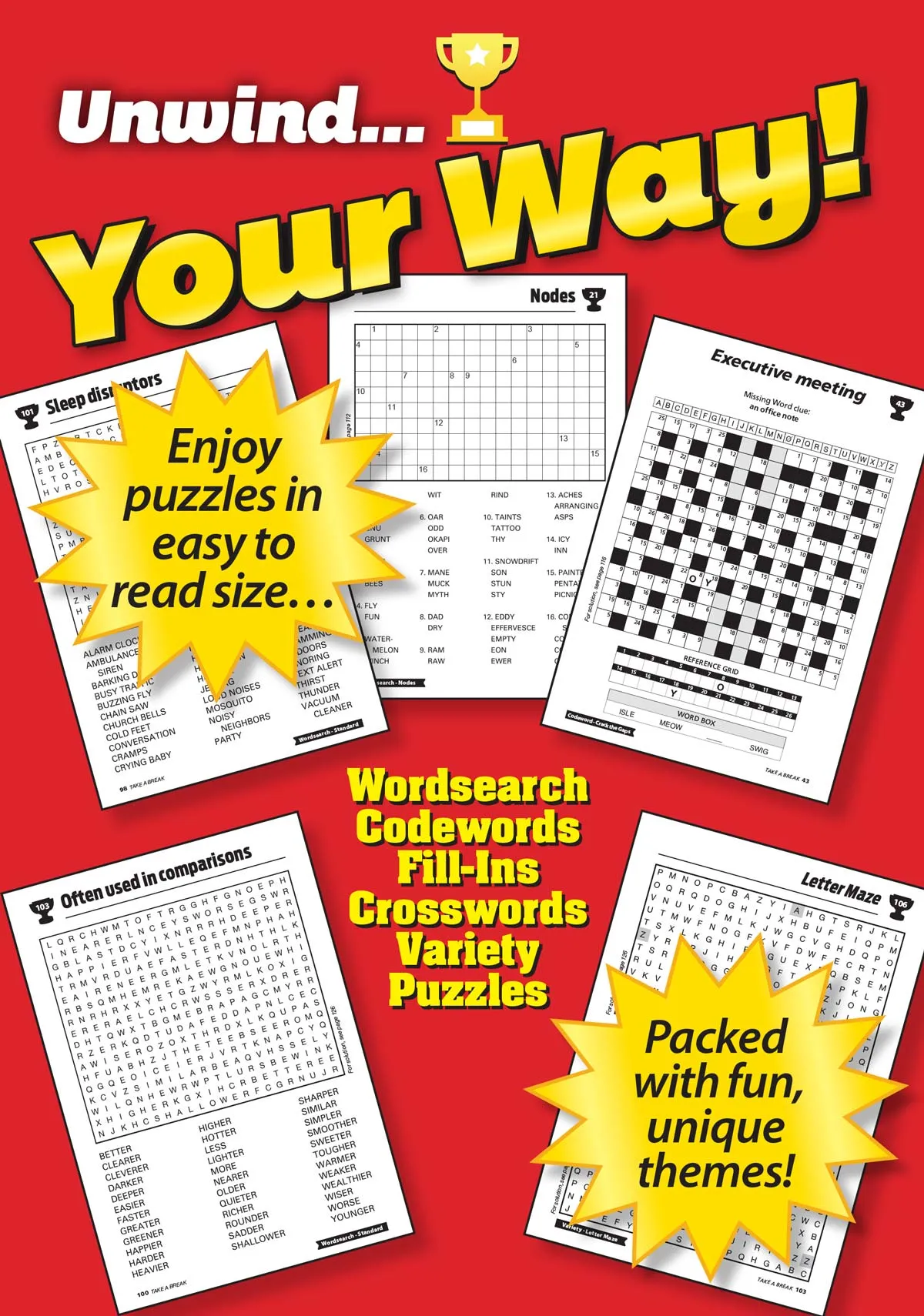 Take a Break - First Choice Word Search 244902: 100  Puzzles, Word Game Fun For Everyone, Sharpen Your Mind, Brain Challenges, Relax, Unwind, Unplug, Recharge, De-Stress, Reduce Anxiety & Solve!