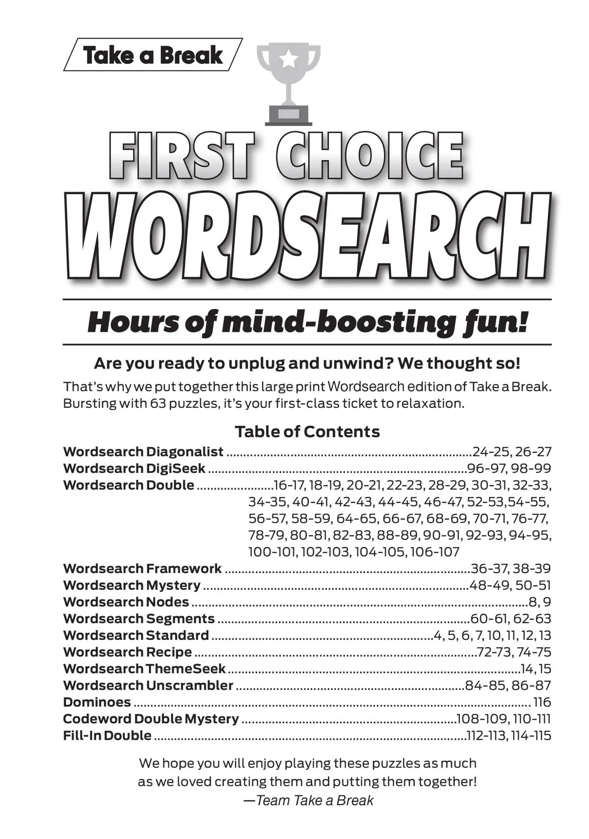 Take a Break - First Choice Word Search 25.03.07: Large Print, Over 100 Puzzles, Perfect Word Game Fun For Everyone To Enjoy!