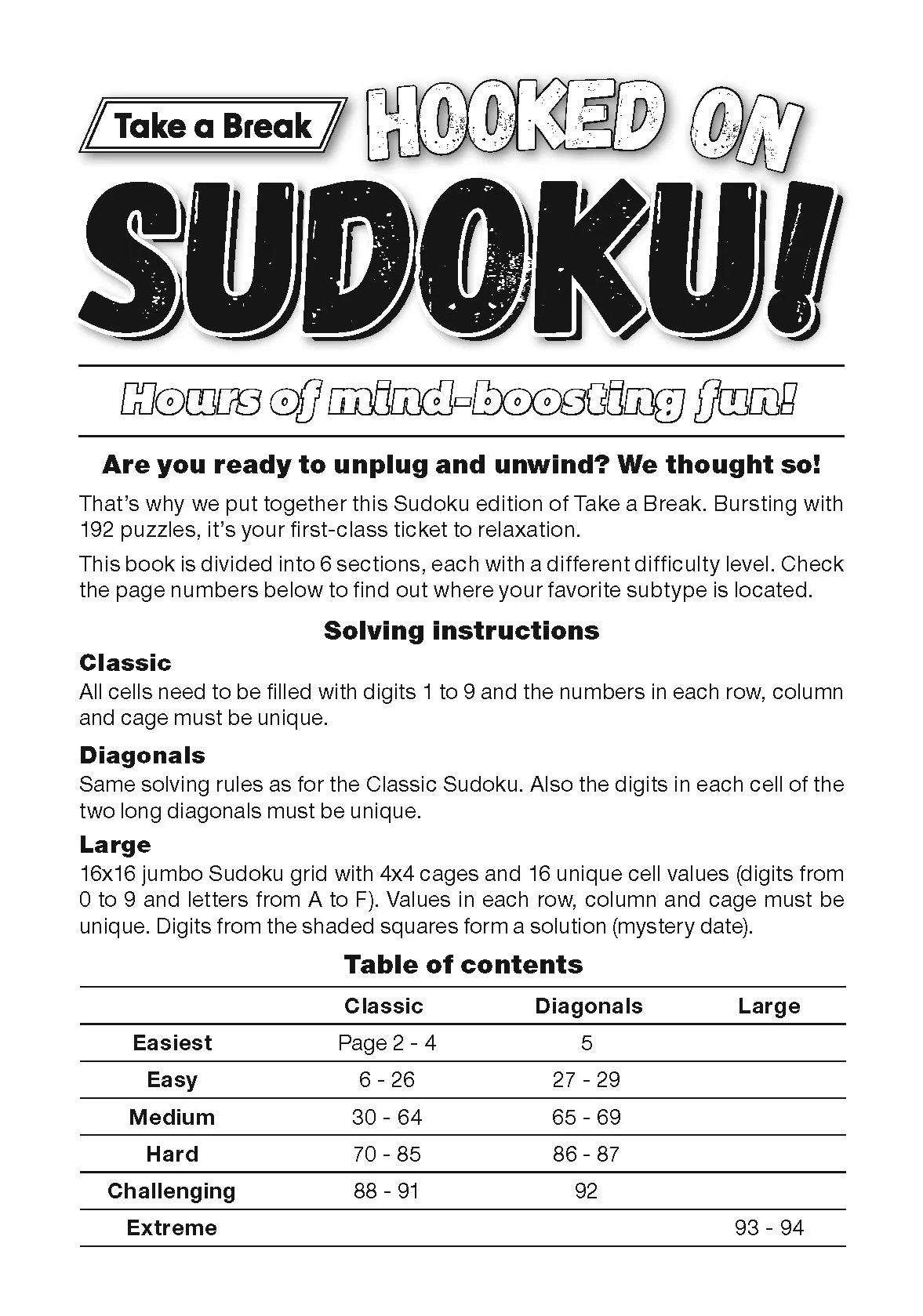 Take a Break - Hooked on Sudoku #1