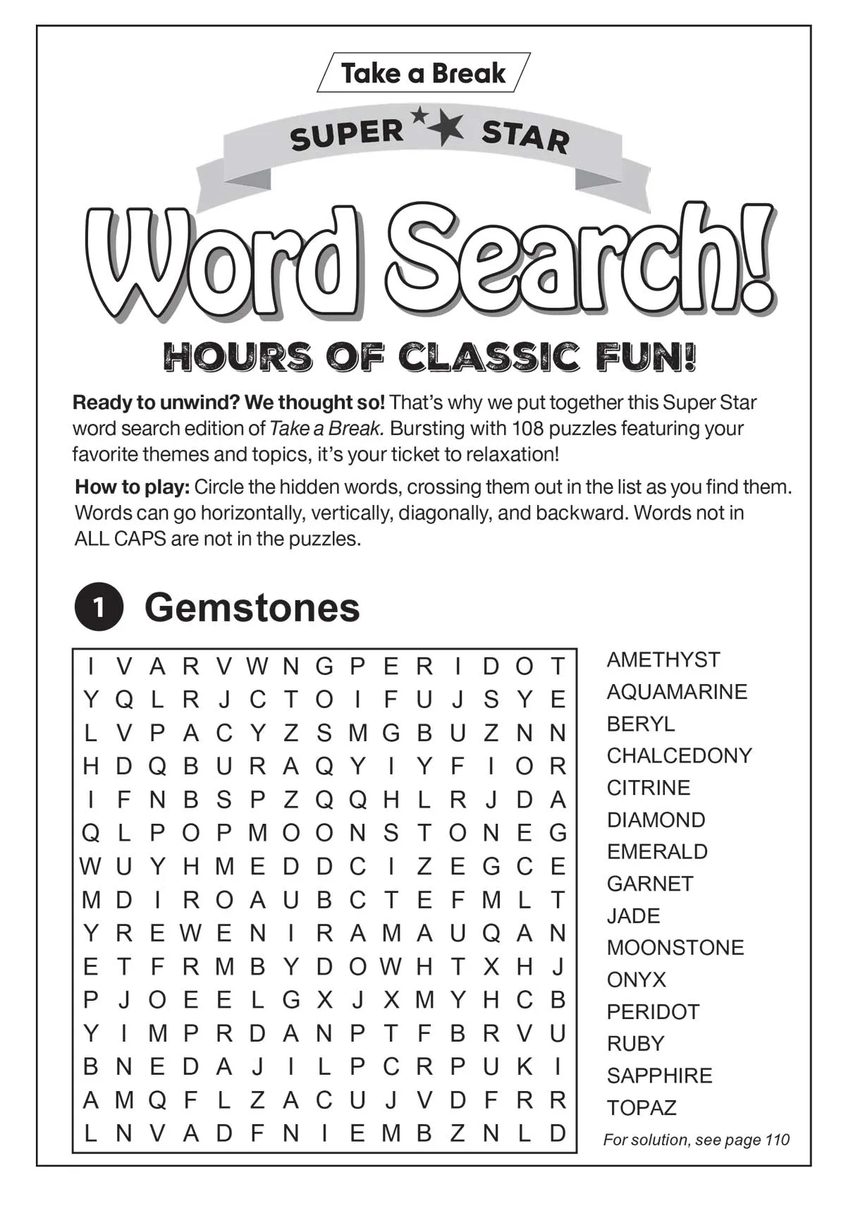 Take a Break - Super Star Word Search #4