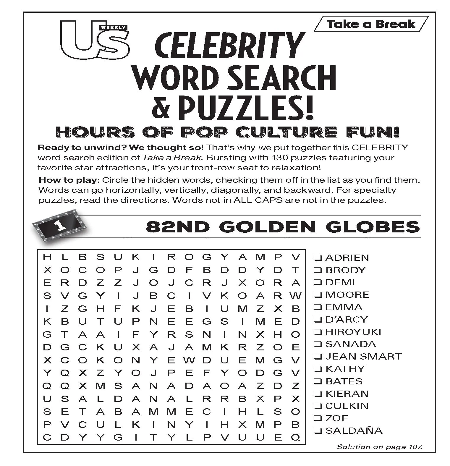 Take a Break - Us Weekly Celebrity Word Search 25.05.09: 130 Pages Of Fun, Bonus DigiSearch, Star Studded Fun Facts About Your Favorite Celebrities, Icons, Legends & More!