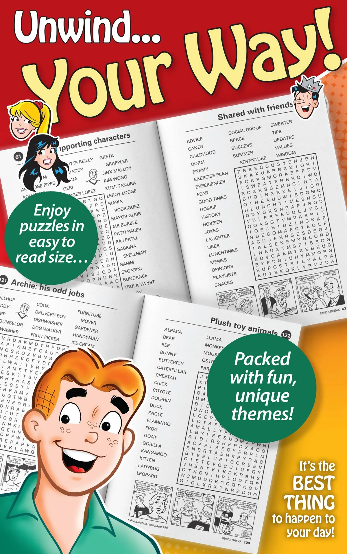 Take a Break - Word Search Starring Archie & Friends: 135  Puzzles, Comic Strips With Archie Andrews, Veronica Lodge, Jughead & Betty Cooper, Unwind, Relax, Unplug, Recharge, Challenge Brain & Solve!