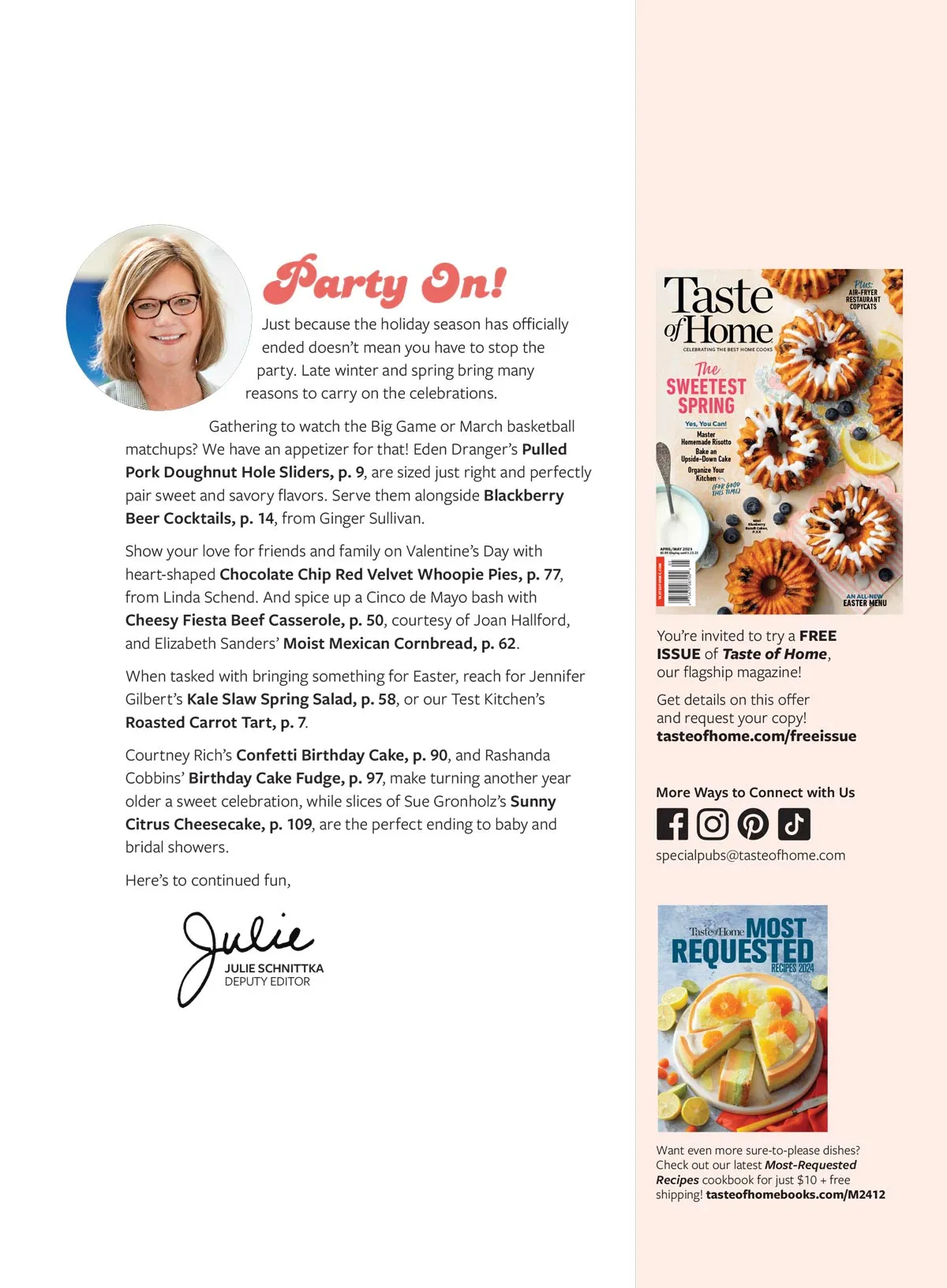 Taste Of Home - What Can I Bring? 107 Easy Recipes For Every Occasion, Keep The Party Going After the Holidays, Easy Apps, Party Snacks, Crowd Pleasing Mains, Potluck Sides, Sweet Treats & More!