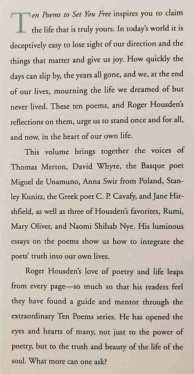 TEN POEMS TO SET YOU FREE - Roger Housden
