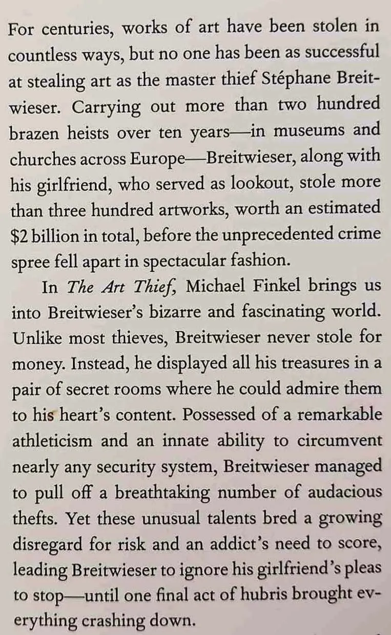 THE ART THIEF - Michael Finkel