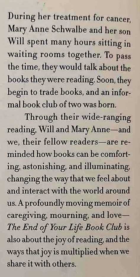 THE END OF YOUR LIFE BOOK CLUB - Will Schwalbe