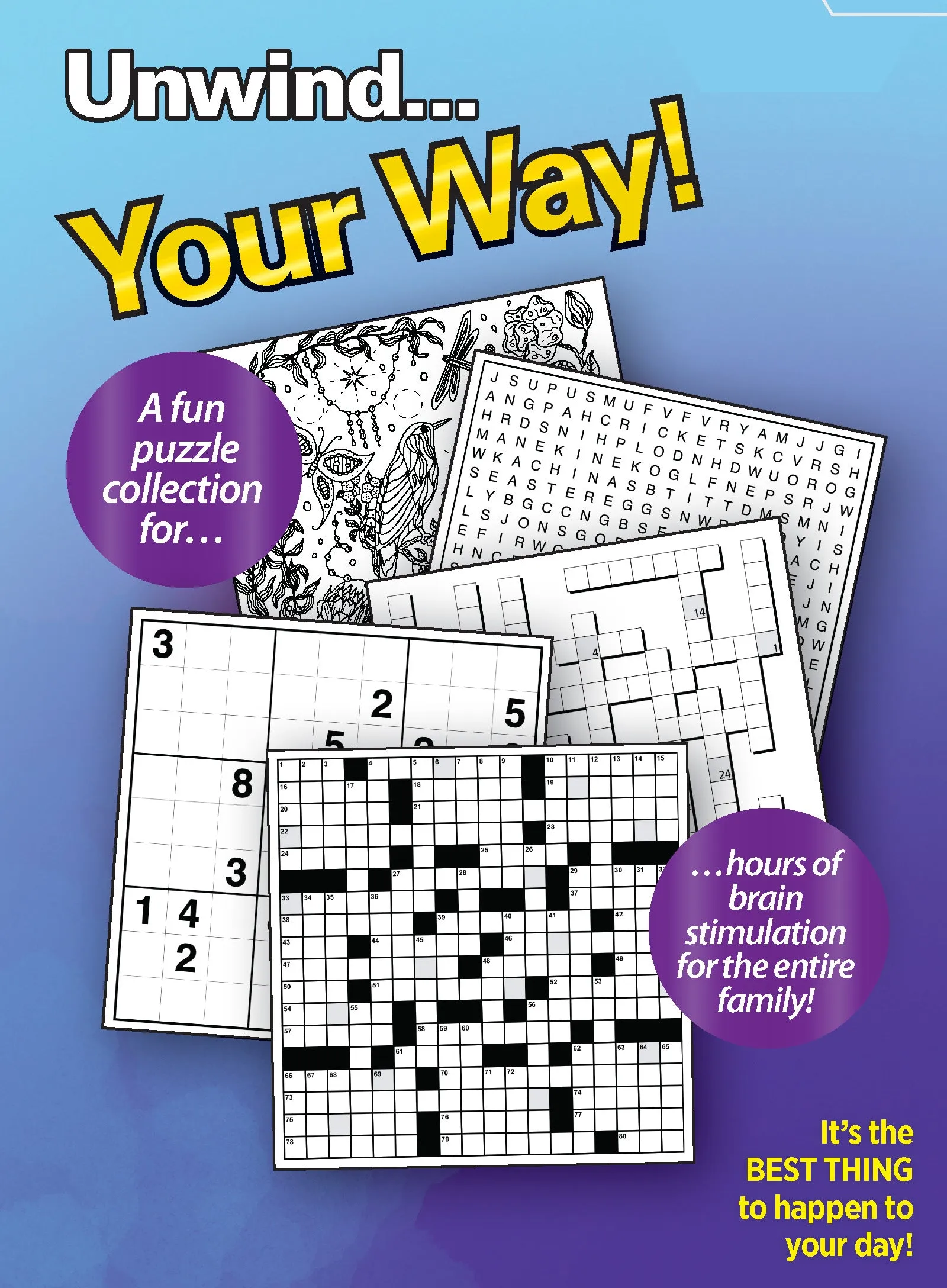 Variety Puzzles 241201 Large Print - Unplug and Unwind! Adult Activity Book: 100  Puzzles, Easy & Fun, Sudoku, Word Search, Crossword, Dot-To-Dot, Coloring Book, CrissCross, Codebreakers & De-Stress!