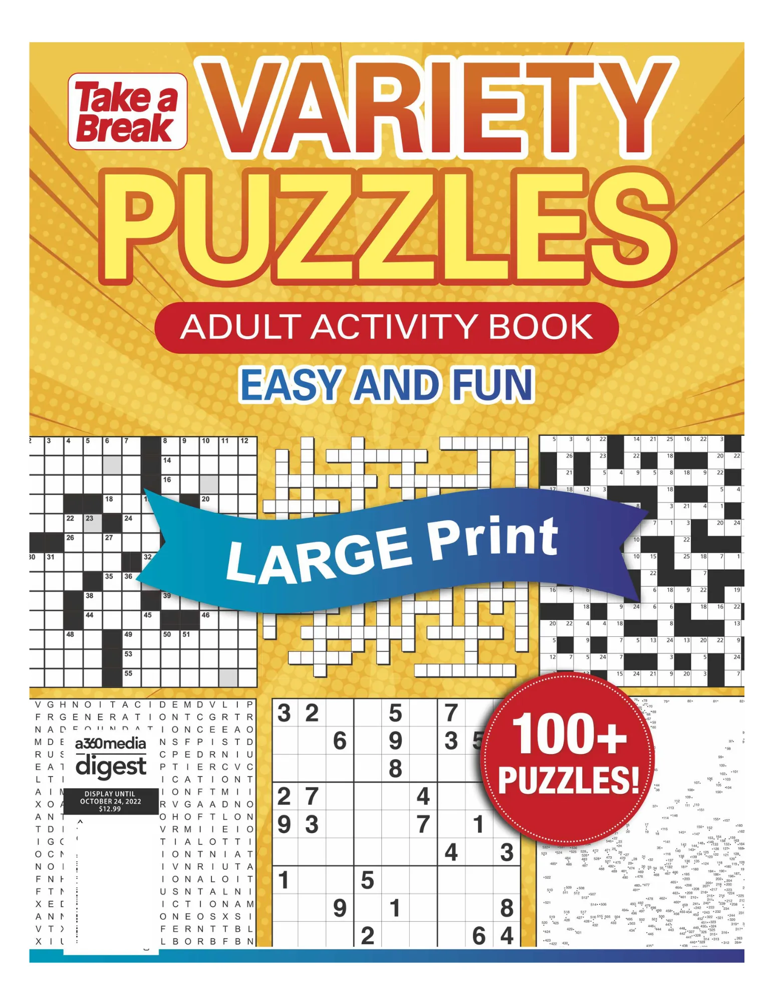 Variety Puzzles - Unplug & Unwind! Adult Activity Book: 100  Puzzles, Sudoku, Crossword, Word Search, Dot-To-Dot, Brain-Boosting, Mental Clarity, De-Stress, Calm, Relax, Easy & Fun! (Large Print)