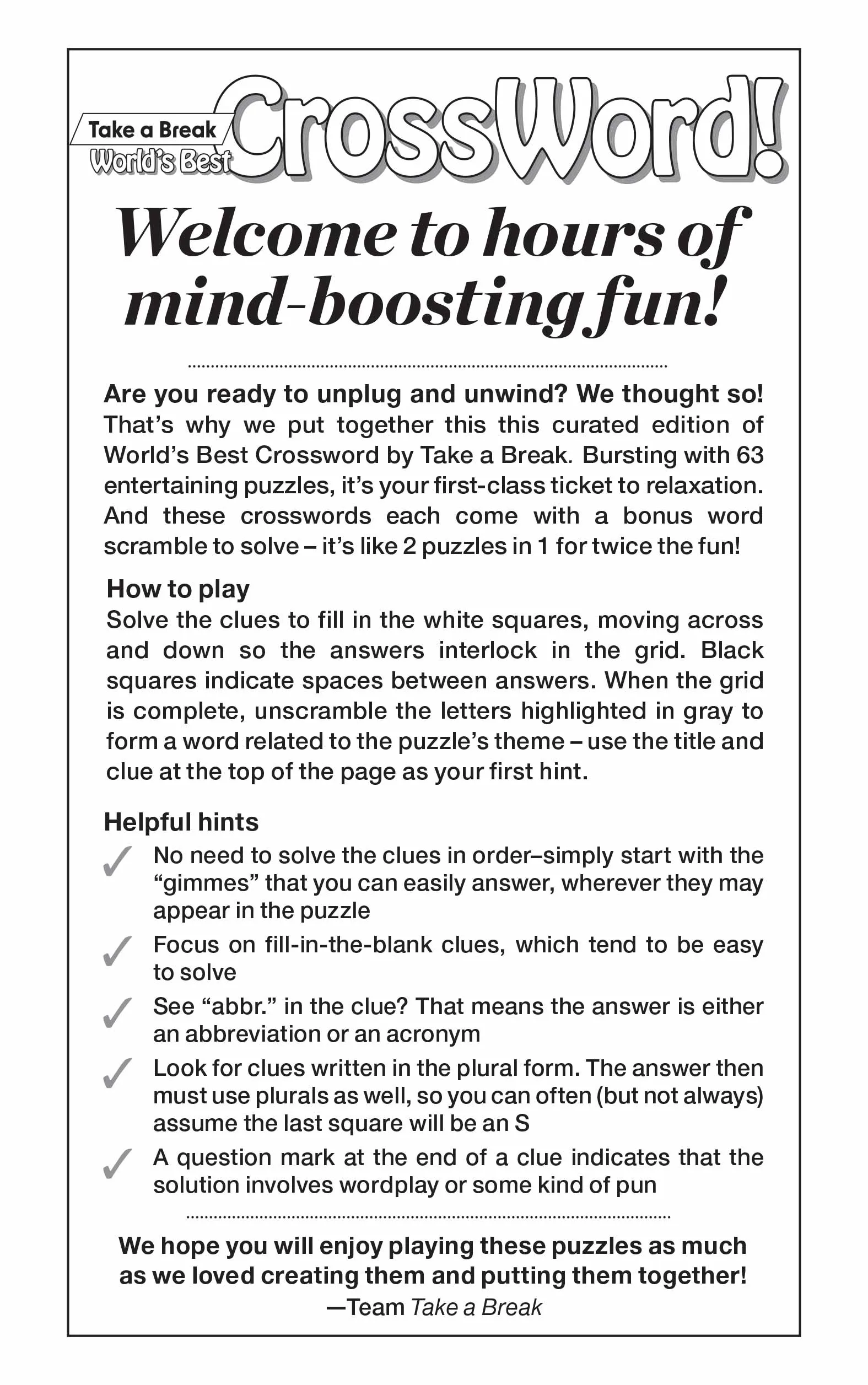 World's Best Puzzles Cross Word - Large Print Vo. 5 / Issue 15 - 99  Puzzles and Mystery Words, Spring Jubilee Crosswords