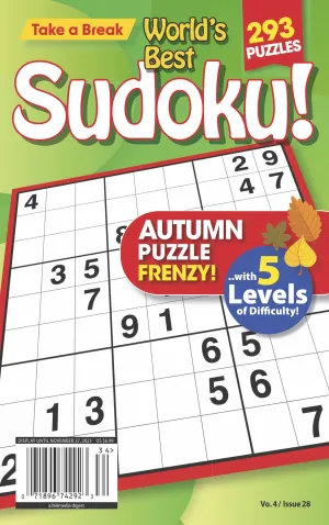 World's Best Sudoku Vo. 4 / Issue 28 - 293 Autumn Frenzy Puzzles, Enhance Your Skills With 5 Levels Of Difficulty, Brain Boosting Challenges, Sharpen Your Mind, Relax, Unwind, Unplug & Solve!